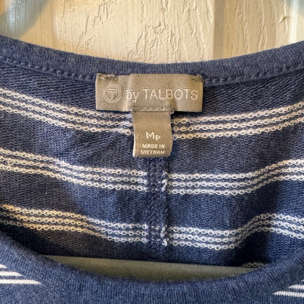 T by Talbots Navy and White Striped Twist Tie Sun Dress Size MP Short Sleeve - Picture 4 of 8